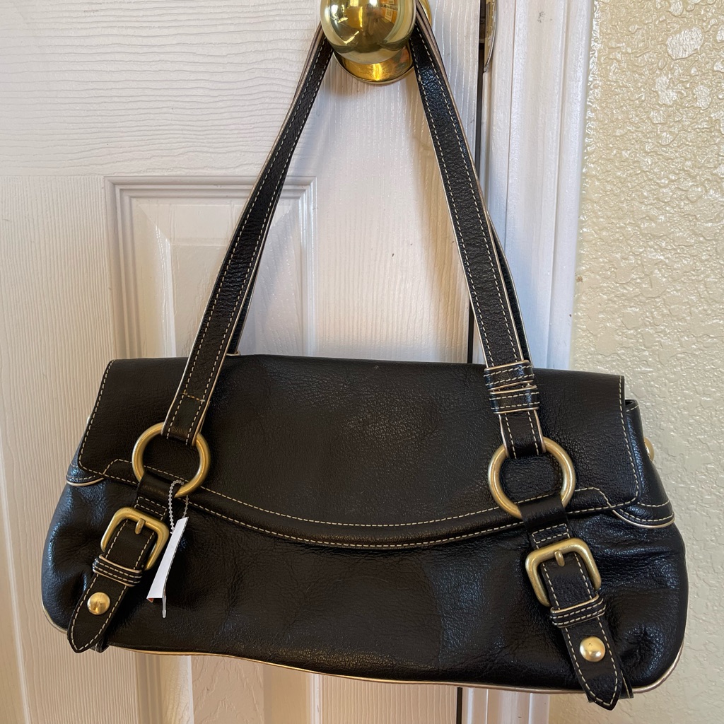 Vtg-Kenneth Cole Black Leather Shoulder Bag,Great Condition!